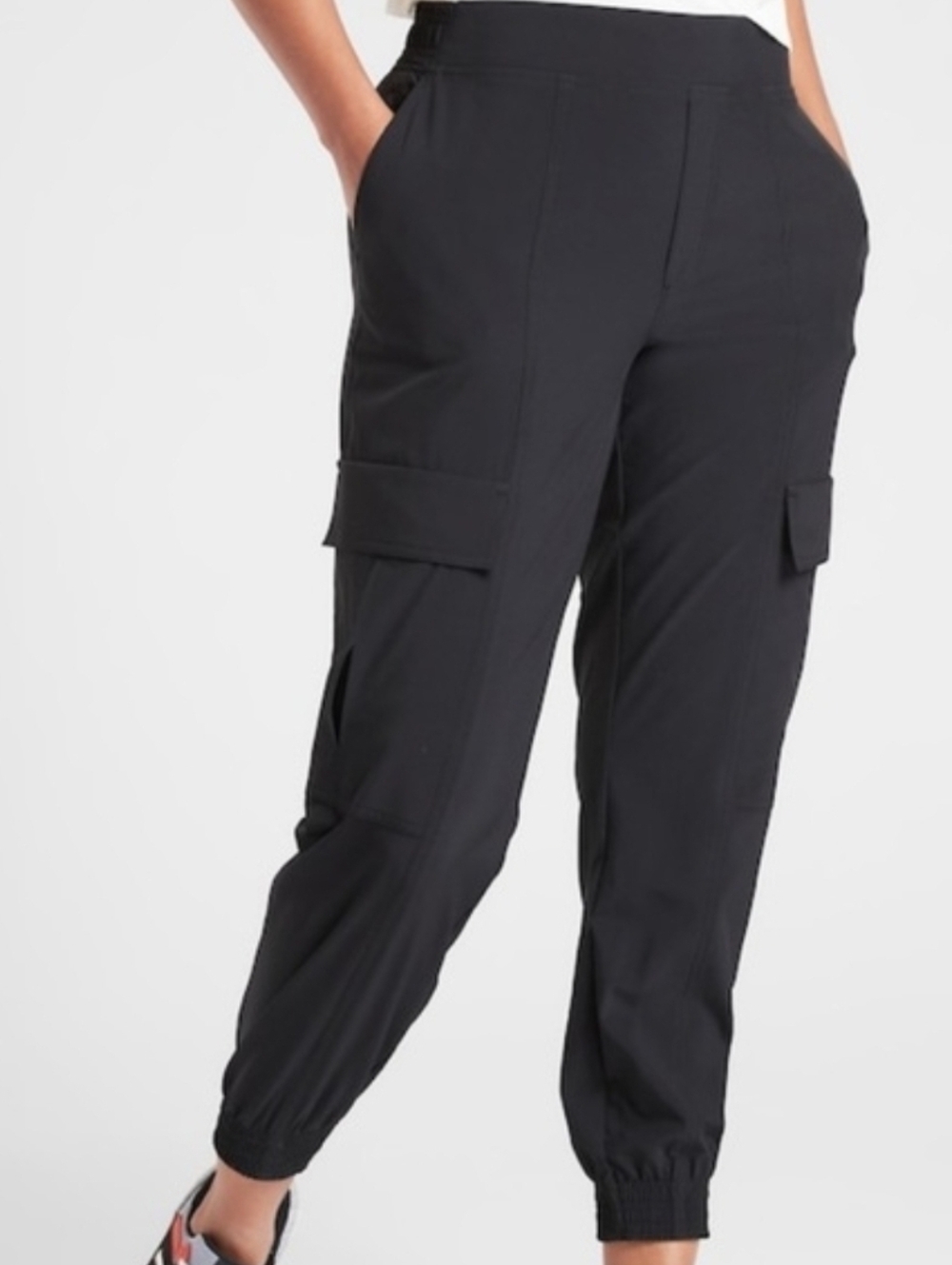 Athleta Chelsea Utility Jogger Black Cargo Womens 10 High Waist Stretch